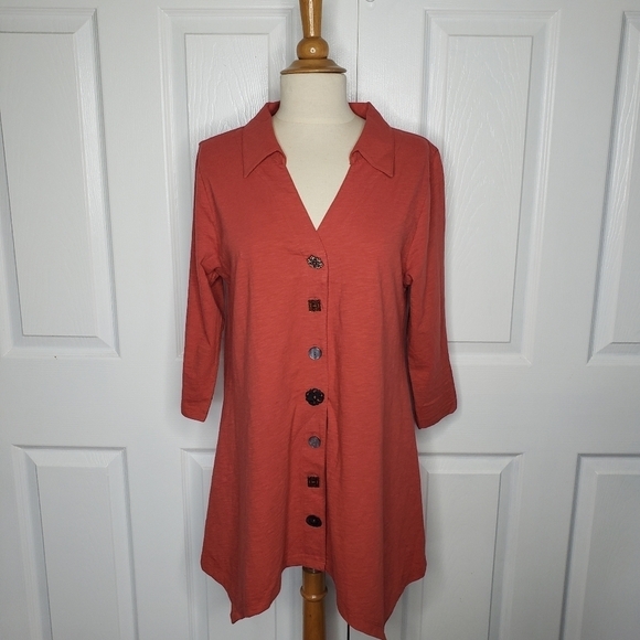 Soft Surroundings Legenlook Vintage Inspired Mixed Button Down Danielle Tunic M - Picture 6 of 13